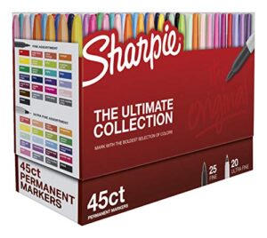 sharpie permanent markers, fine and ultra-fine tips, 45 count, ultimate color collection