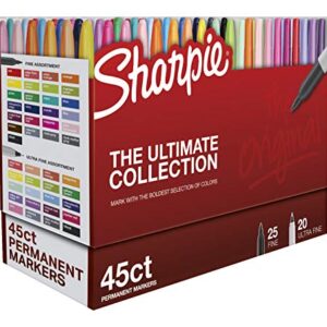 Sharpie Permanent Markers, Fine and Ultra-Fine Tips, 45 Count, Ultimate Color Collection