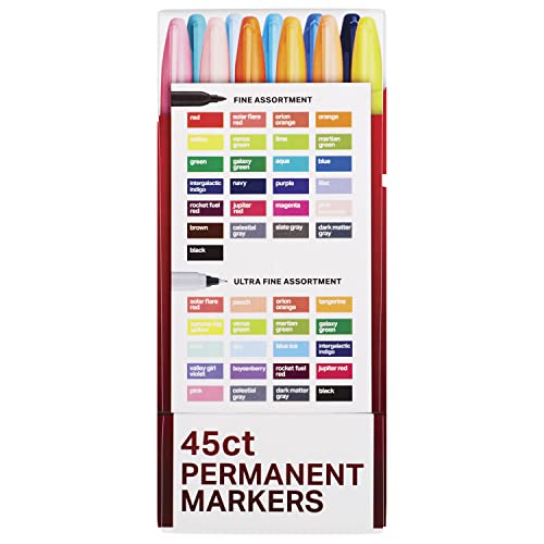 Sharpie Permanent Markers, Fine and Ultra-Fine Tips, 45 Count, Ultimate Color Collection