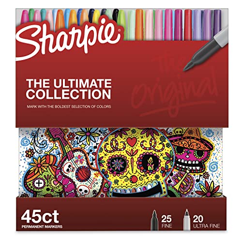 Sharpie Permanent Markers, Fine and Ultra-Fine Tips, 45 Count, Ultimate Color Collection