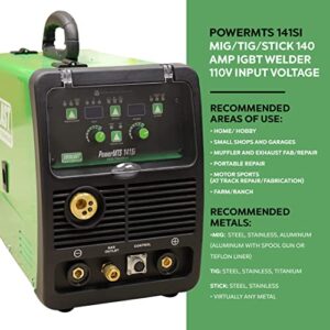 New 2022 PowerMTS 141Si MIG/TIG/Stick 140 Amp IGBT Welder 110v Input Voltage