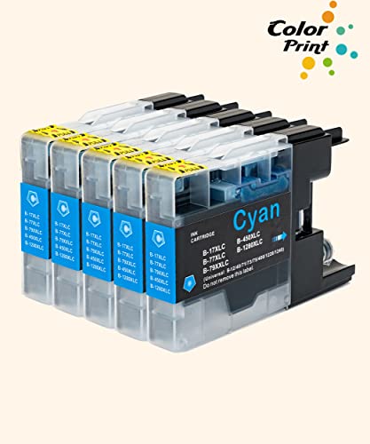 5-Pack ColorPrint Compatible LC79 Cyan Ink Cartridge Replacement for Brother LC79XXL LC-79 XXL Ink Cartridge Work with MFC-J5910DW MFC-J6510DW MFC-J6710DW MFC-J6910DW Printer