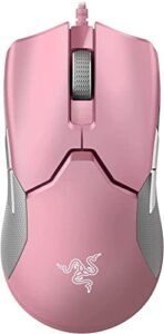 razer viper ultralight ambidextrous wired gaming mouse: – 16k dpi optical sensor – chroma rgb lighting – 8 programmable buttons – drag-free cord – non-retail packaging – quartz pink