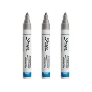 sharpie water based poster paint marker, medium point, metallic silver, 3 pack