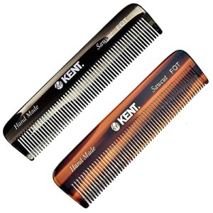 kent a fot handmade tortoiseshell/graphite all fine tooth pocket comb for men, hair comb straightener for everyday grooming styling hair, mustache beard, saw cut and hand polished, made in england