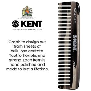 Kent A FOT Handmade Tortoiseshell/Graphite All Fine Tooth Pocket Comb for Men, Hair Comb Straightener for Everyday Grooming Styling Hair, Mustache Beard, Saw Cut and Hand Polished, Made in England