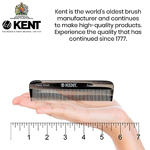 Kent A FOT Handmade Tortoiseshell/Graphite All Fine Tooth Pocket Comb for Men, Hair Comb Straightener for Everyday Grooming Styling Hair, Mustache Beard, Saw Cut and Hand Polished, Made in England