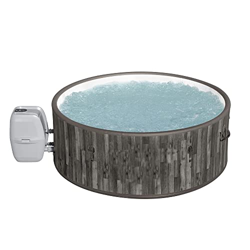 Coleman Napa SaluSpa 2-7 Person Inflatable Round Outdoor Hot Tub Spa with 180 Soothing AirJets, 2 Filter Cartridges, and Insulated Cover, Gray Wood