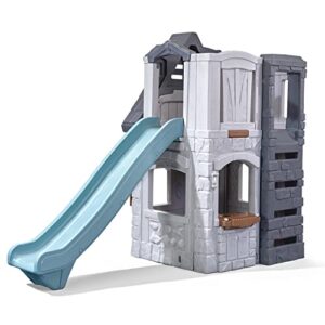 Step2 Enchanting Adventures 2-Story Kids Playhouse – Kids Play Set with Elevated Children’s Playhouse, Kids Slide, and Kitchenette – Large Backyard Playhouse