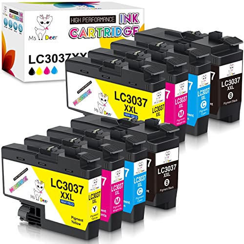 Miss Deer Compatible LC3037 Ink Cartridges High-Yield Replacement for Brother LC 3037 XXL LC-3037XXL LC3037BK for MFC-J6945DW MFC-J6545DW MFC-J5845DW MFC-J5945DW (Black Cyan Yellow Magenta) 8-Pack