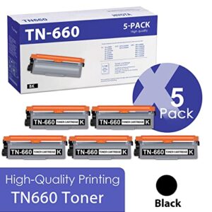 hiyota tn-660 tn660 compatible black tn660 high yield toner cartridge replacement for brother tn660 hl-l2300d mfc-l2680w l2685dw l2700dw l2707dw l2720dw l2740dw dcp-l2520dw printer (tn-660-5pk)