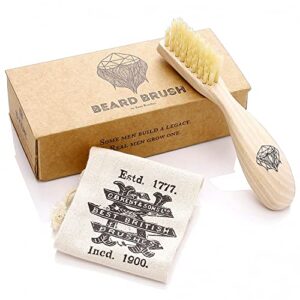 kent brd2 boar bristle beard brush for men – specially cut natural white boar bristle for flawless shaping and grooming, ergonomic pistol-like grip wood handle, dry or wet beard, distributes oils