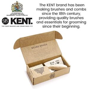 Kent BRD2 Boar Bristle Beard Brush for Men - Specially Cut Natural White Boar Bristle for Flawless Shaping and Grooming, Ergonomic Pistol-Like Grip Wood Handle, Dry or Wet Beard, Distributes Oils