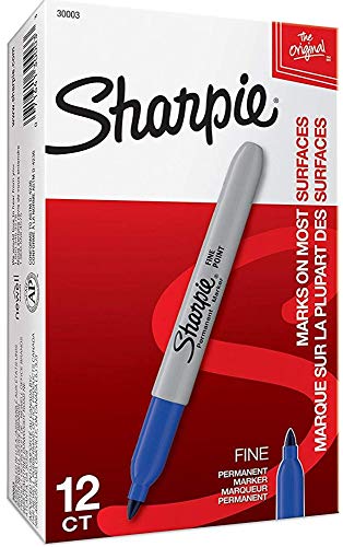 Sharpie 30003 Permanent Markers, 2 Packs of 12 Markers Each for a Total of 24 Markers, Blue; Alcohol-based Ink is Quick-drying and Nontoxic; Durable Ink is Fade-resistant and Water-resistant