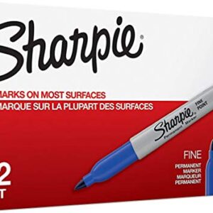 Sharpie 30003 Permanent Markers, 2 Packs of 12 Markers Each for a Total of 24 Markers, Blue; Alcohol-based Ink is Quick-drying and Nontoxic; Durable Ink is Fade-resistant and Water-resistant