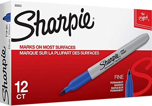 Sharpie 30003 Permanent Markers, 2 Packs of 12 Markers Each for a Total of 24 Markers, Blue; Alcohol-based Ink is Quick-drying and Nontoxic; Durable Ink is Fade-resistant and Water-resistant