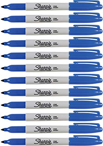 Sharpie 30003 Permanent Markers, 2 Packs of 12 Markers Each for a Total of 24 Markers, Blue; Alcohol-based Ink is Quick-drying and Nontoxic; Durable Ink is Fade-resistant and Water-resistant