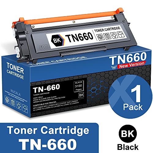 NUC Compatible (TN 660, 1 Pack) TN660 Black Toner Cartridge Replacement for Brother MFC-L2680W DCP-L2540DW HL-L2360DW HL-L2300D HL-L2380DW HL-L2305W HL-L2320D HL-L2340DW HL-L2315DW Printer Ink
