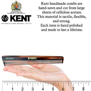 Kent 4T 6 Inch Double Tooth Hair Dressing Comb, Fine and Wide Tooth Dresser Comb For Hair, Beard and Mustache, Coarse and Fine Hair Styling Grooming Comb for Men, Women and Kids. Made in England