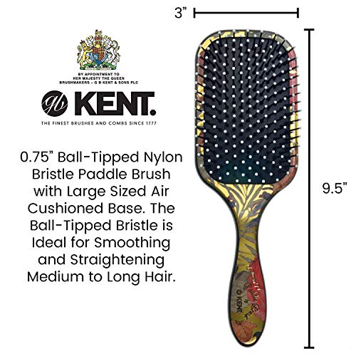 Kent LPB1 Large Paddle Cushioned Hair Brush - Grooming, Detangling, & Smoothing Floral Print - Best Everyday Brush For Medium to Long Hair