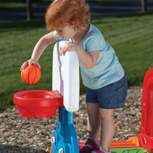 Step2 – Game Time Sports Climber & Slide (30.5” x 62” x 42.5”) – Multicolored Kids Activity Outdoor Playset – for Children Aged 2-6 – Sturdy Plastic Backyard Slide & Easy Score Basketball Hoop Set