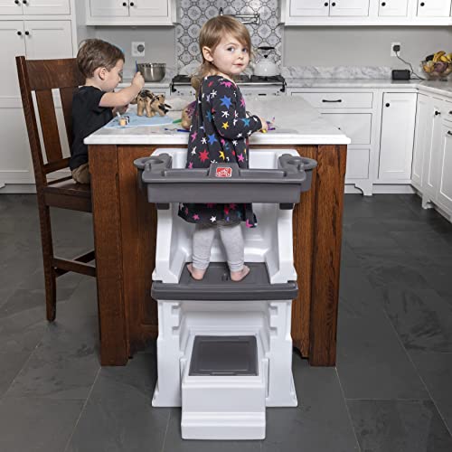 Step2 Mobile Helper Tower – Adjustable Height Step Stool and Tower Stand for Toddlers with Built-in Storage