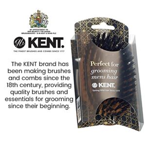 Kent PF22 Oval Men Military Hair Brush, Black Boar Bristle and Nylon Bristle Mix for Mens Grooming Hair and Beard, Scalp Brush, 360 Wave, and Facial Brush for Beard Care. Made in England