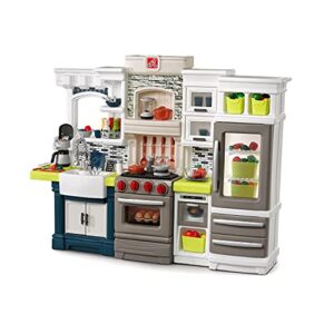 Step2 Elegant Edge Kitchen Set for Kids – Includes 70+ Toy Kitchen Accessories, Interactive Features for Realistic Pretend Play – Upscale Indoor/Outdoor Toddler Playset – Dimensions 50" x 65.75" x 14"