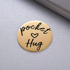 MIXJOY Pocket Hug with Message Hug Token, Isolation Gift for Someone You Love, Miss You, Thinking of You, Long Distance Relationship, 1.5", Gold