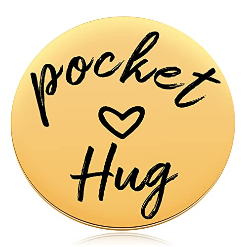 MIXJOY Pocket Hug with Message Hug Token, Isolation Gift for Someone You Love, Miss You, Thinking of You, Long Distance Relationship, 1.5", Gold