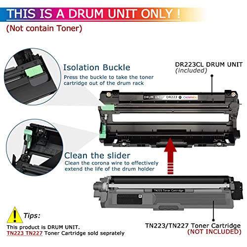 CHENPHON Compatible Drum Unit Replacement for Brother DR223CL DR223 DR-223CL use for MFC-L3770CDW MFC-L3750CDW MFC-L3710CW HL-L3290CDW HL-L3270CDW HL-L3230CDW HL-L3210CW Printer [4Pack- KCMY]