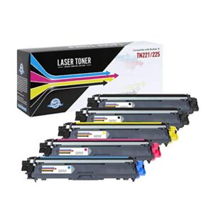 usaa compatible toner cartridge replacement for brother tn221 / tn225 (high yield c,m,y,k,4 pack)