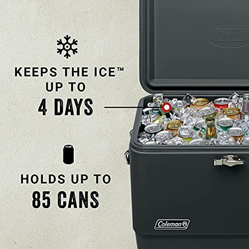 Coleman Reunion Insulated Portable Ice Chest, 54qt Steel Belted Leak Resistant Cooler with Heavy Duty Latch, Handles and Drain