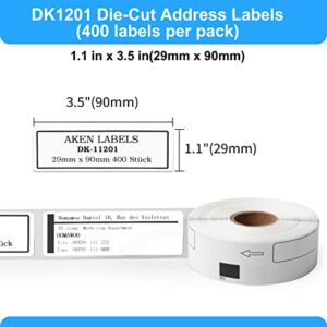 DK-1201 QL-800 Die Cut Address Label Replacement for Brother DK1201 Die-Cut Standard Rolled Address Labels 29mm x 90mm, Use for Brother QL-700 QL-810W QL-820NWB Label Printers, 12 Rolls(400pcs/roll)