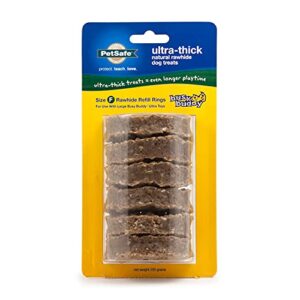 petsafe ultra-thick natural rawhide dog treats for busy buddy ultra dog toys – 6 rings included – large, bb-ult-ring-rh-f