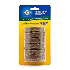 PetSafe Ultra-Thick Natural Rawhide Dog Treats for Busy Buddy Ultra Dog Toys – 6 Rings Included – Large, BB-ULT-RING-RH-F