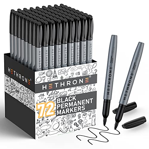 Hethrone Permanent Markers, 72 Pack Black Markers Set for Home, School and Office