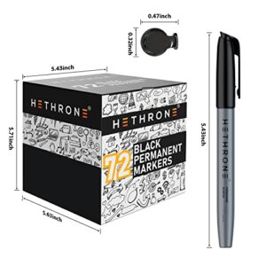 Hethrone Permanent Markers, 72 Pack Black Markers Set for Home, School and Office