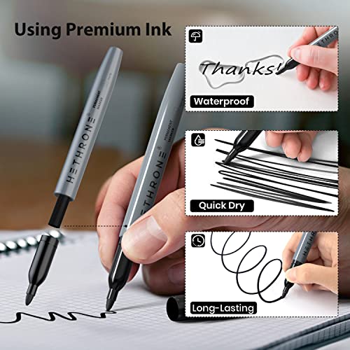 Hethrone Permanent Markers, 72 Pack Black Markers Set for Home, School and Office