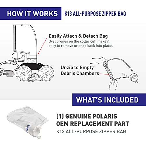 Polaris Genuine Parts K13 All-Purpose Zipper Replacement Debris Bag, For Automatic Pressure Pool Cleaner Vac-Sweep 280