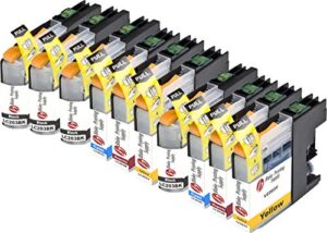 blake printing supply compatible ink cartridge replacement for brother lc201, lc203 (black, cyan, magenta, yellow, 10-pack)