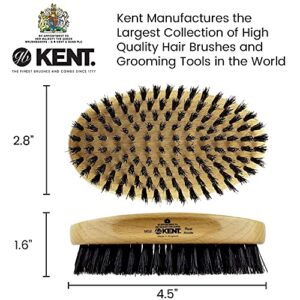 Kent MG2 Finest Men's Oval 100% Natural Beechwood Military Hair Brush with 100% Natural Black Boar Bristle for Mens Grooming, Scalp Brush, 360 Wave, Beard Straightener & Facial Brush for Beard Care