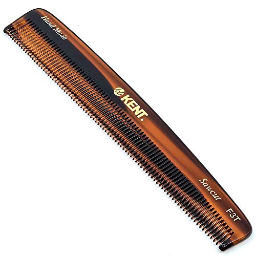 Kent F3T Handmade Dressing Table Comb for Men and Women, All Fine Tooth Hair Comb Straightener for Everyday Grooming Styling Hair, Beard and Mustache, Saw Cut and Hand Polished, Made in England