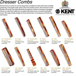 Kent F3T Handmade Dressing Table Comb for Men and Women, All Fine Tooth Hair Comb Straightener for Everyday Grooming Styling Hair, Beard and Mustache, Saw Cut and Hand Polished, Made in England