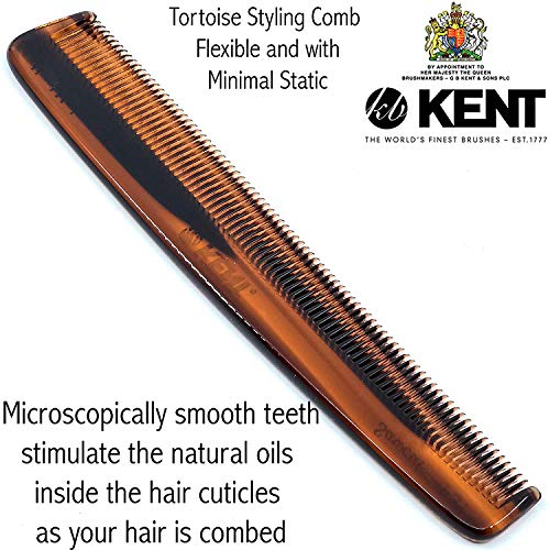 Kent F3T Handmade Dressing Table Comb for Men and Women, All Fine Tooth Hair Comb Straightener for Everyday Grooming Styling Hair, Beard and Mustache, Saw Cut and Hand Polished, Made in England