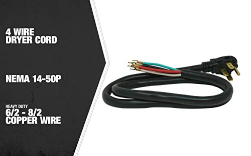 Coleman Cable 90468808 9046SW8808 6ft 6/2-8/2 SRDT Round Range Cord (Black), 6', 6 Ft