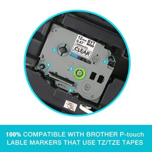 TZ Tape 12mm 0.47 Laminated Clear Compatible for Brother P-Touch Clear Label Tape TZe-131 TZ-131 Black on Clear for Brother Lable Maker Clear PT-D210 PT-H100 PTD400AD,2-Pack