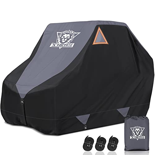 XYZCTEM UTV Cover,Outdoor Waterproof All-Weather Protection UTV Cover Compatible with Polaris RZR Can-Am Yamaha Honda Kawasaki Suzuki,and More.with Upgraded Windproof Straps,Vent(Grey,2-3 Seater)