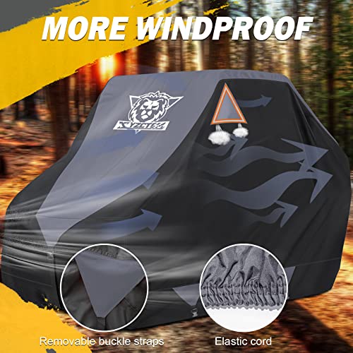 XYZCTEM UTV Cover,Outdoor Waterproof All-Weather Protection UTV Cover Compatible with Polaris RZR Can-Am Yamaha Honda Kawasaki Suzuki,and More.with Upgraded Windproof Straps,Vent(Grey,2-3 Seater)