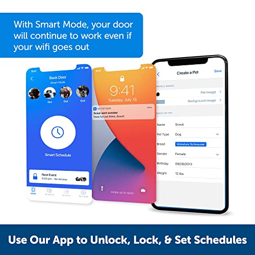 PetSafe SmartDoor™ Never Rust Connected Pet Door, Dog and Cat, Selective Entry and Exit, App Enabled Pet Door, Smart Device, Smartphone Controlled, Customize Schedule, Multiple Pets, Medium